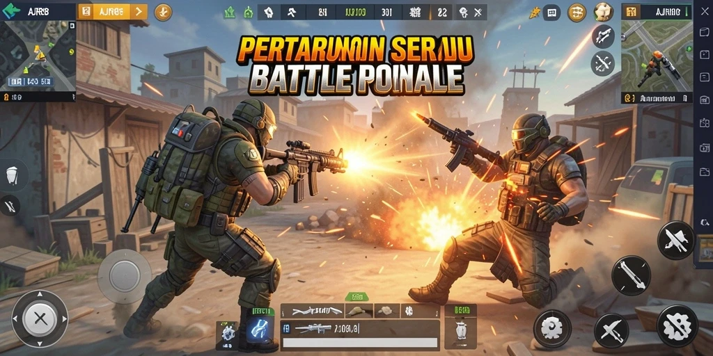 Tampilan gameplay <strong>AJR88</strong> yang penuh aksi dan seru dalam pertarungan Battle Royale.