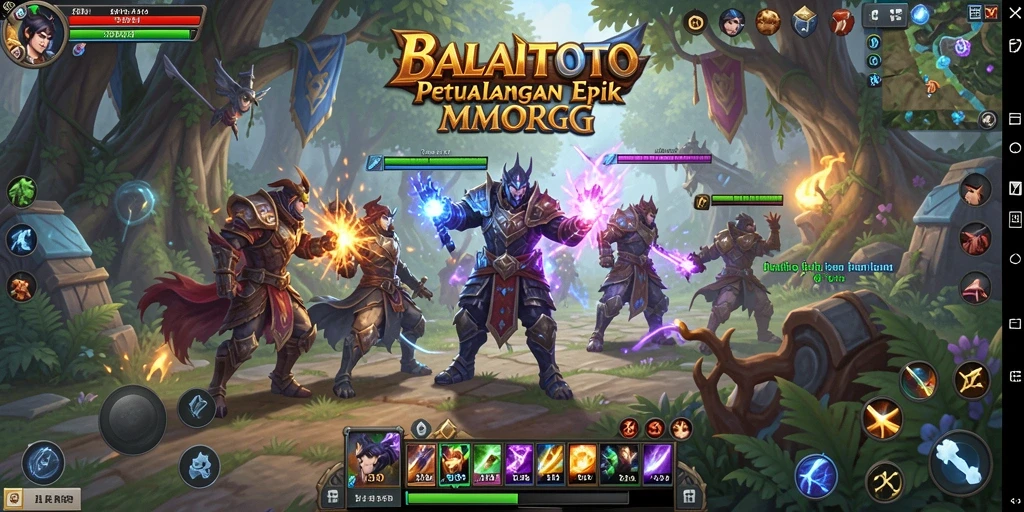 Screenshot gameplay BALAITOTO menunjukkan pertarungan epik di dunia MMORPG.