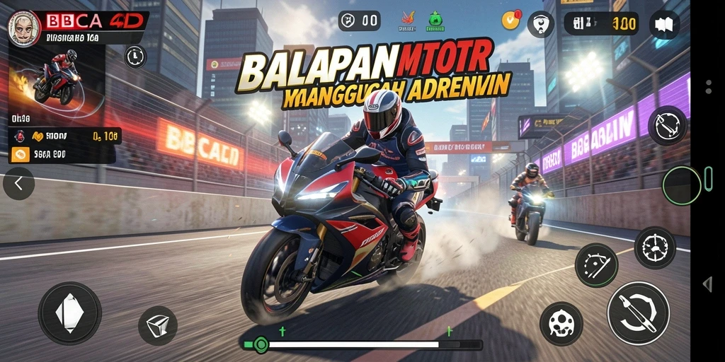 Tampilan gameplay seru dalam balapan motor yang menantang.