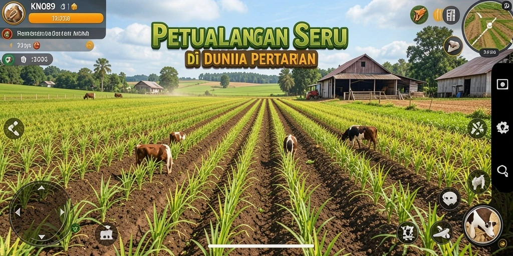 Tangkapan layar KNO89 menunjukkan gameplay pertanian yang seru dan interaktif.