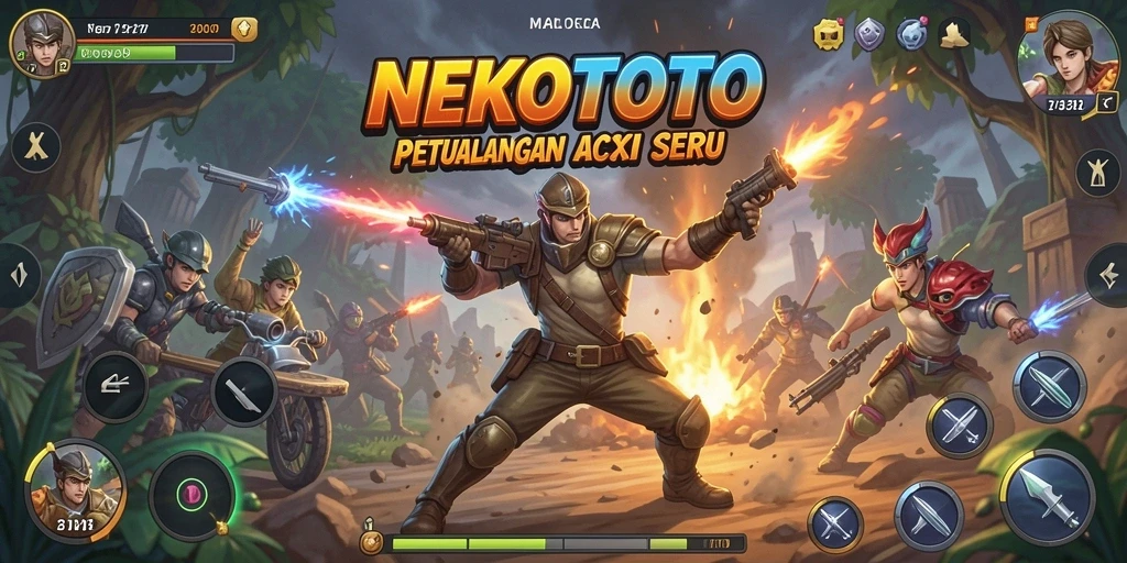 Tampilan aksi seru di NEKOTOTO dengan pertarungan dinamis.