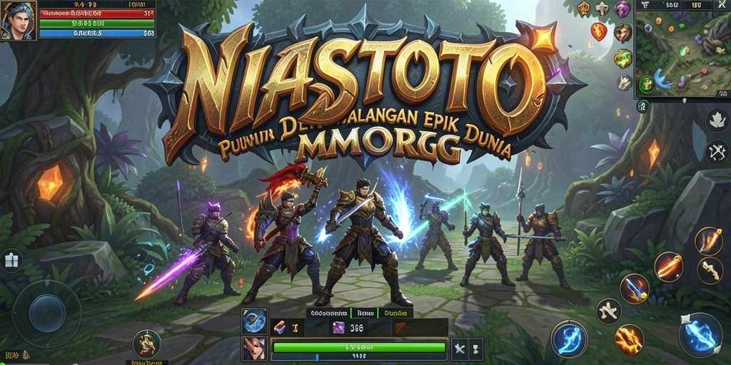 Screenshot NIASTOTO menampilkan pertempuran seru dalam dunia MMORPG.