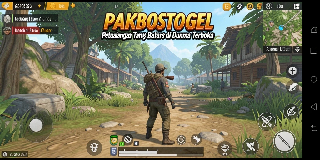 Screenshot gameplay PAKBOSTOGEL menunjukkan petualangan di dunia terbuka yang menakjubkan.
