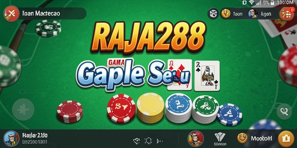 Screenshot permainan Gaple RAJA288 dengan tampilan antarmuka yang menarik.